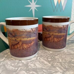 Cabelas Brown and White Deer Scene Mugs set of 2